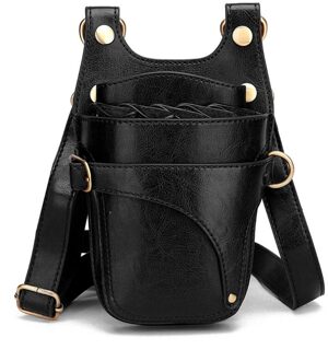 Draagbare Pu Leer Kapper Schaar Zak Kam Clip Borstel Opslag Zakken Kapper Organizer Voor Kappers Salon Hair Y1AC zwart