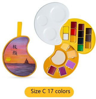 Draagbare Reizen Effen Aquarel Verf Set Parel Pigment Voor Tekening Art Supplies Size C 17 kleuren