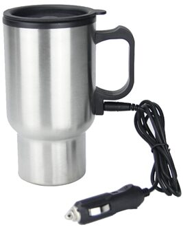 Draagbare Reizen Grote Capaciteit Cup 12V Koffie Mok Thermische Geïsoleerde Voertuig Gemonteerde Rvs Silver Easy Grip Universele