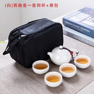 Draagbare Reizen Kung Fu Thee Set 1 Theepot + 4 Thee Cup Set Outdoor Huishouden Thee Set Eenvoudige Theepot thee Cup Sets Reistas Licht Geel