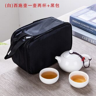 Draagbare Reizen Kung Fu Thee Set 1 Theepot + 4 Thee Cup Set Outdoor Huishouden Thee Set Eenvoudige Theepot thee Cup Sets Reistas licht grijs