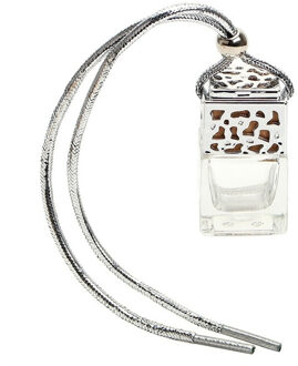 Draagbare Reizen Mini Container Hervulbare Auto Parfum Opslag Flessen Hanger Glazen Fles Auto Opknoping Decoratie Ornament zilver