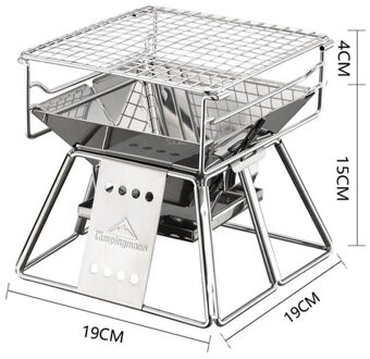 Draagbare Roestvrij Staal Grill Folding Barbecue Bbq Grill Outdoor Camping Picknick Tool Compact Klein Formaat