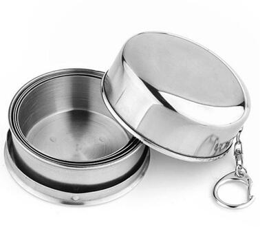 Draagbare Roestvrij Staal Opvouwbare Water Cup Outdoor Sport Travel Camping Water Cup Bespaar Ruimte 240ml