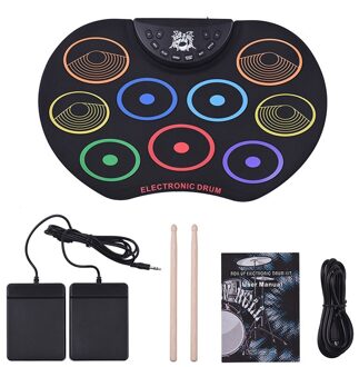 Draagbare Roll Up Drum Set Elektronische Drum Kit 9 Silicon Drum Pads Usb Aangedreven Met Drumsticks Voet Pedalen Voor Kids