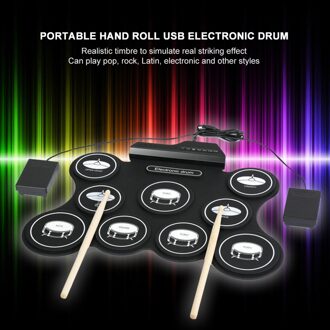 Draagbare Roll-Up Electronic Drum Usb Oplaadbare Kit Met Drumsticks Voetpedaal Muzikale Plezierige Instrument Levert