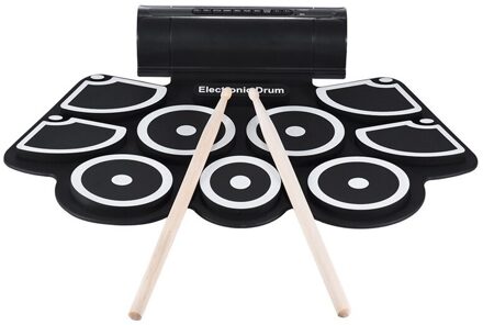 Draagbare Roll Up Elektronische Usb Midi Drum Set Kits 9 Pads Ingebouwde Luidsprekers Voet Pedalen Drumsticks Usb Kabel voor Praktijk
