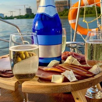 Draagbare Ronde Houten Outdoor Opvouwbare Picknick-Tafel Met Glazen Houder 2 In 1 Wijn Glas Rack Tuin Gazon Wijn strand Campingtable