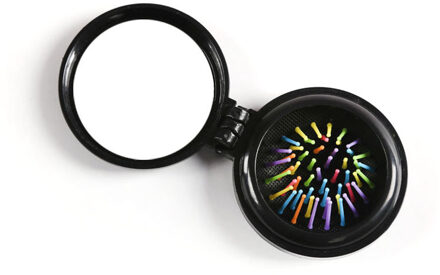 Draagbare Ronde Pocket Kam Kleine Size Reizen Airbag Massage 7 Kleuren Vouwen Kam Meisje Haar Borstel Met Spiegel Styling Tools TSLM1 zwart