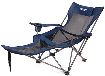 Draagbare Rugleuning Outdoor Vouwen Fauteuil Draagbare Back Vissen Dek Stoel Camping Leisure Kruk Lunchpauze Strand Kan Liggen blauw mesh back