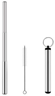 Draagbare Rvs Telescopische Rietje Voor Reizen Eco-vriendelijke Herbruikbare Inklapbare Metalen Rietje Met Borstel 03