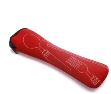 Draagbare Servies Doos Bestek Reizen Bestek Tas Met Rits Studenten Huishouden Camping Outdoor Picknick Gebruiksvoorwerpen Storage Case rood