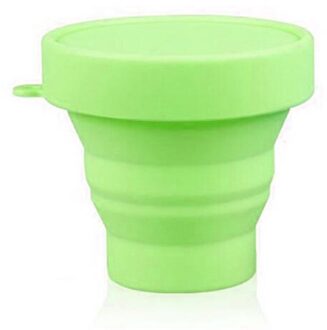 Draagbare Siliconen Intrekbare Vouwen Cup Met Deksel Outdoor Telescopische Inklapbare Drinken Cup Travel Camping Water Cup groen
