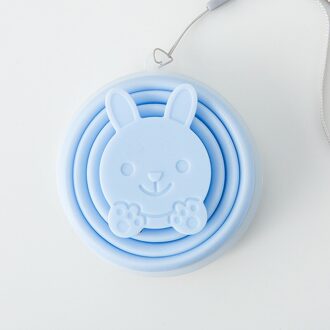 Draagbare Siliconen Telescopische Inklapbare Vouwen Cup Stofdicht Cover Koffie Cup Kinderen Drinken Water Copa Toeristische Vouwen Mup blauw konijn