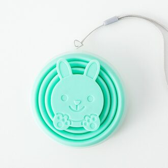 Draagbare Siliconen Telescopische Inklapbare Vouwen Cup Stofdicht Cover Koffie Cup Kinderen Drinken Water Copa Toeristische Vouwen Mup groen konijn