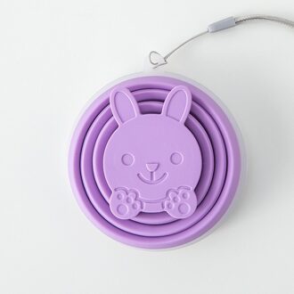 Draagbare Siliconen Telescopische Inklapbare Vouwen Cup Stofdicht Cover Koffie Cup Kinderen Drinken Water Copa Toeristische Vouwen Mup paars konijn