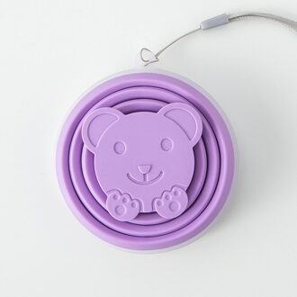 Draagbare Siliconen Telescopische Inklapbare Vouwen Cup Stofdicht Cover Koffie Cup Kinderen Drinken Water Copa Toeristische Vouwen Mup paars panda