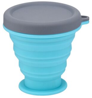 Draagbare Siliconen Vouw Water Thee Cup Mokken Koffie Reizen Opvouwbare Cups Cover Outdoor Camping Keuken Drinkwaren 200 ML Blauw