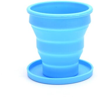 Draagbare Siliconen Vouwen Cup Telescopische Drinken Inklapbare Travel Camping Cup blauw