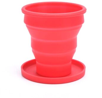 Draagbare Siliconen Vouwen Cup Telescopische Drinken Inklapbare Travel Camping Cup rood