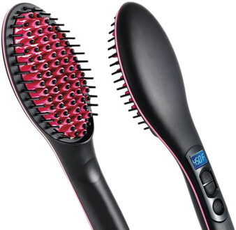 Draagbare Size Handheld Haar Steil Elektrische Borstel Professionele Lcd Display Snelle Stijltang Kam Eu Plug