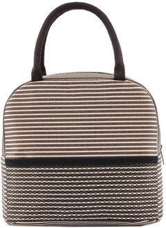 Draagbare Streep Lunch Tas Thermische Canvas Voedsel Container Tote Handtas Lunch Zakken Termica Lunch Tas Voedsel Zak Voor Vrouwen Mannen kid Bruin