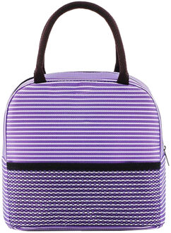 Draagbare Streep Lunch Tas Thermische Canvas Voedsel Container Tote Handtas Lunch Zakken Termica Lunch Tas Voedsel Zak Voor Vrouwen Mannen kid Paars