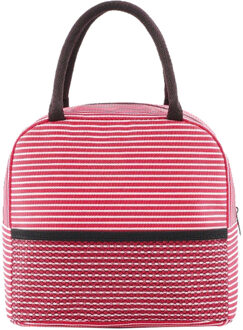 Draagbare Streep Lunch Tas Thermische Canvas Voedsel Container Tote Handtas Lunch Zakken Termica Lunch Tas Voedsel Zak Voor Vrouwen Mannen kid Rood