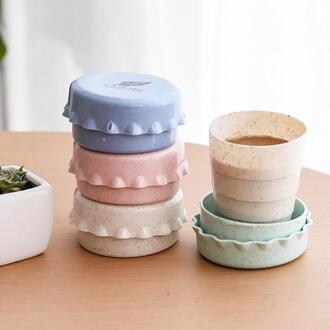 Draagbare Stro Tarwe Plastic Telescopische Drinken Folding Inklapbare Travel Cup