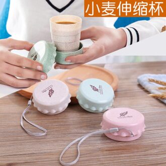 Draagbare Stro Tarwe Plastic Telescopische Drinken Opvouwbare Folding Cup Travel Camping Handig Te Reizen Dragen Fles 1stk-mengen-5