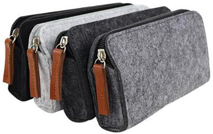 Draagbare Studenten Etui Platte Pen Zak Etui Materiaal Escolar Rits Opslag Briefpapier Organisator Estojo Escolar licht grijs