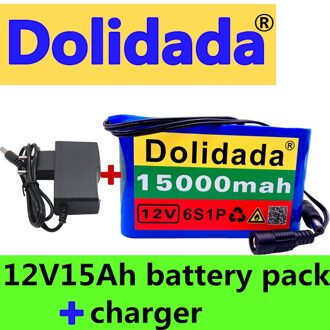 Draagbare Super 12V 15000Mah Batterij Oplaadbare Lithium Ion Batterij Capaciteit Dc 12.6V 15Ah Cctv Cam Monitor + Lader