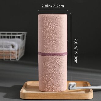 Draagbare Tandenborstelhouder Doos Outdoor Reizen Camping Tandenborstel Organizer Case Badkamer Accessoires Tandpasta Doos stijl 1 roze