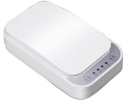 Draagbare Telefoon Uv Sanitizer Ziektekiemen Usb Draagbare Licht Sterilisator Box Bacteriën Uv Desinfectie Lampen Apparaat Draadloos Opladen wit