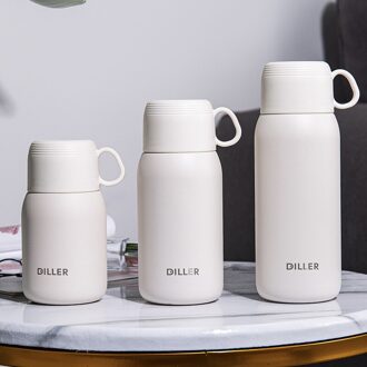 Draagbare Thermos Kopjes En Mokken 304 Rvs Thermos Water Handvat Beker Deksel Voor Jongens En Meisjes Thermo Flessen Voor koffie 180ml / wit
