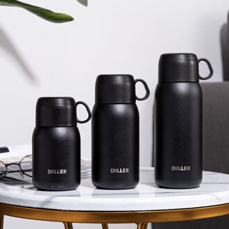 Draagbare Thermos Kopjes En Mokken 304 Rvs Thermos Water Handvat Beker Deksel Voor Jongens En Meisjes Thermo Flessen Voor koffie 180ml / zwart