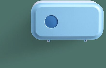 Draagbare Toilet Paper Houders Badkamer Wc Tissue Doos Plastic Wc Dispenser Wall Mounted Roll Opbergdoos Gratis Ponsen licht blauw