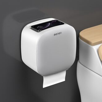 Draagbare Toiletrolhouder Plank Tissue Doos Waterdichte Badkamer Wc Papierlade Wall Mount Roll Papier Opbergdoos Organizer licht grijs A