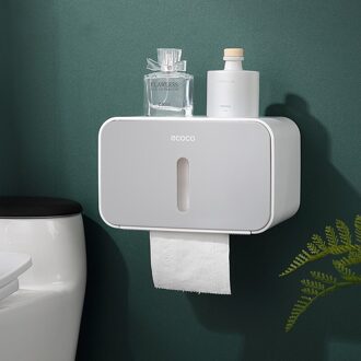 Draagbare Toiletrolhouder Voor Een Badkamer Waterdichte Toiletrolhouder Muur Gemonteerde Tissue Doos Wc Badkamer Accessoires licht grijs
