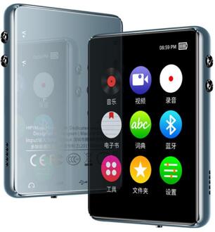Draagbare Touch Full Screen Mp4 Muziekspeler Lossless Muziek Bluetooth Speler Full Screen Horloge Novel Radio E-book Stopwatch Video Zilver