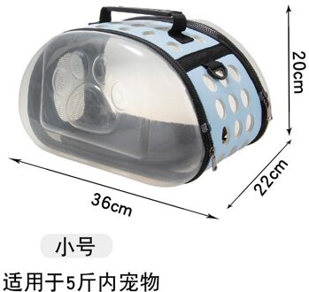 Draagbare Transparante Sling Bag Met Anti-Slip Bodem Veilig Ademend Pet Carrier Voor Kat Blauw / L
