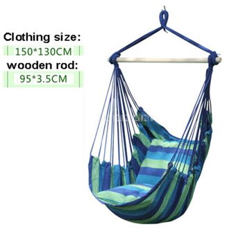 Draagbare Tuin Huis Balkon Outdoor Houten Staaf Katoenen Canvas Opknoping Stoel Schommel Hangmat 130Cm/150Cm Hoogte Voor volwassen/Kind L-groen
