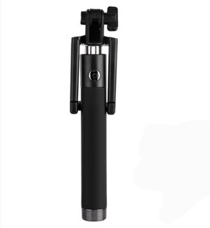 Draagbare Uitschuifbare Monopod Self-Pole Handheld Wired Aluminium Selfie Stick Voor Iphone Voor Xiaomi Huawei Smartphone Monopod zwart