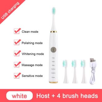 Draagbare Ultra Sonic Sonic Diepe Reiniging Elektrische Tandenborstel Usb Oplaadbare Volwassenen Kinderen Tanden Whitening Tandenborstel Kit 04