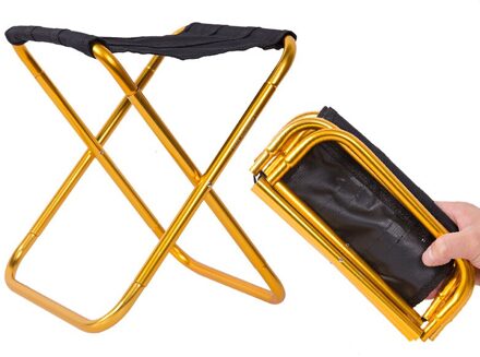 Draagbare Ultralight Camping Stoel Outdoor Vouwen Vissen Stoel Alluminum Legering Strand Picknick Stoel Lager 85Kg Bbq Kruk Goud
