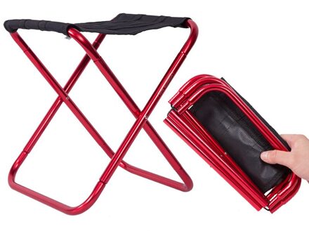 Draagbare Ultralight Camping Stoel Outdoor Vouwen Vissen Stoel Alluminum Legering Strand Picknick Stoel Lager 85Kg Bbq Kruk Rood