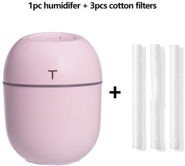 Draagbare Ultrasone Mini Luchtbevochtiger 200Ml Bevochtigen Cup Voor Home Auto Usb Fogger Mist Maker Met Led Night Lamp roze