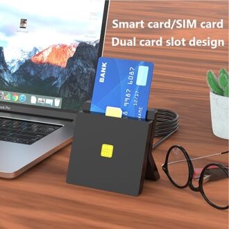 Draagbare Usb 2.0 Smart Card Reader Compact Cac Id Sim Bank Adapter Smart Kaartlezer Voor Windows mac