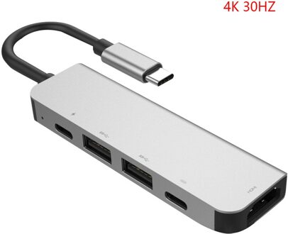 Draagbare Usb 3.0 High Speed Poorten Type-C Hub Usb-C Tot 4K 30Hz Hd Laptop pd Opladen Sd & Tf Kaartlezer RJ45 Voor Macbook Pro 5 in 1 type-c(30HZ)