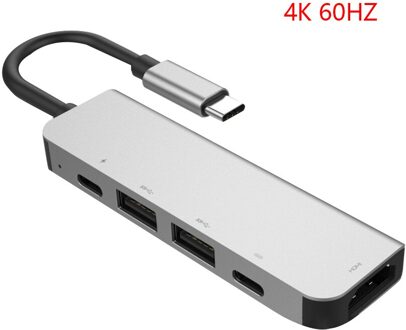 Draagbare Usb 3.0 High Speed Poorten Type-C Hub Usb-C Tot 4K 30Hz Hd Laptop pd Opladen Sd & Tf Kaartlezer RJ45 Voor Macbook Pro 5 in 1 type-c(60HZ)